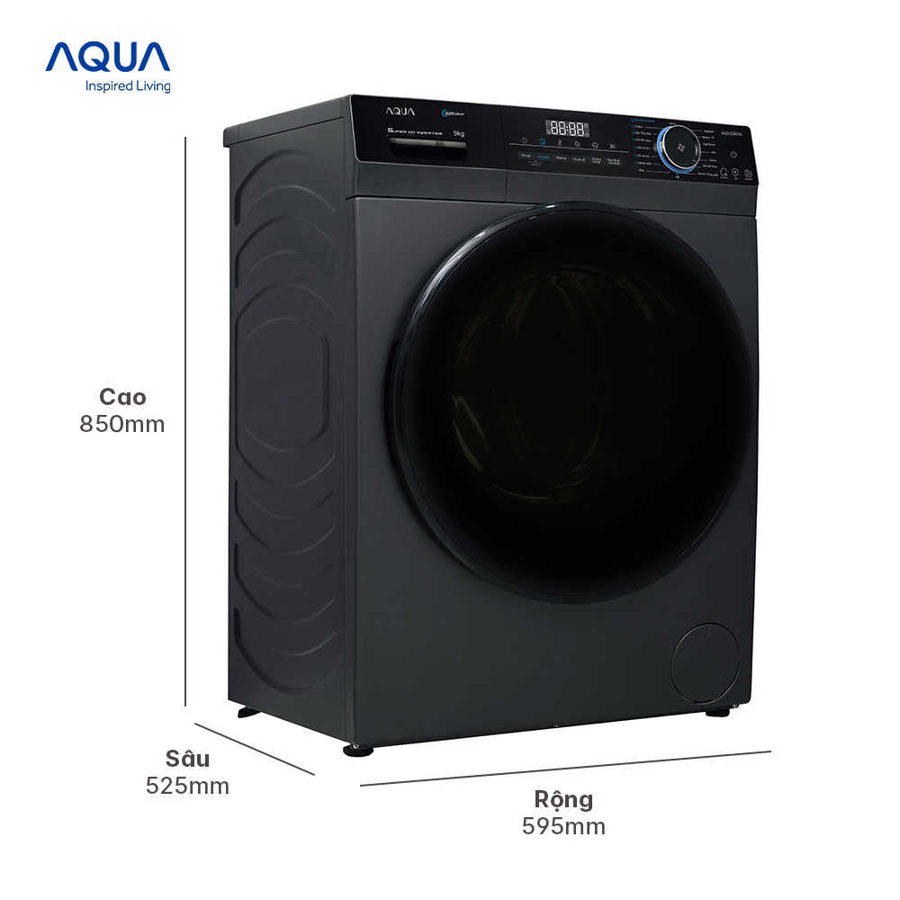Freeship Toàn Quốc - Máy giặt cửa trước Aqua 9kg AQD-D903G.BK