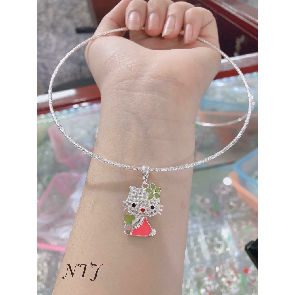 KIỀNG VÀ MẶT MÈO KITTY BẠC TA CAO CẤP CHO BÉ