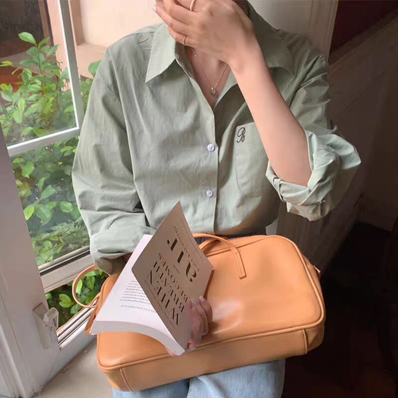 [ order ] Áo sơmi nữ cơ bản chữ B nhiều màu vạt bầu xẻ tà