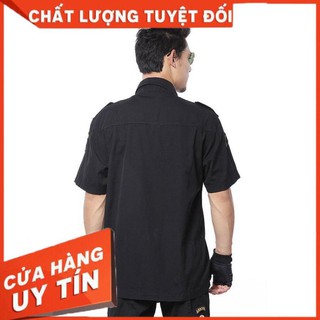 Áo sơ mi nam phong cách lính army (đen)