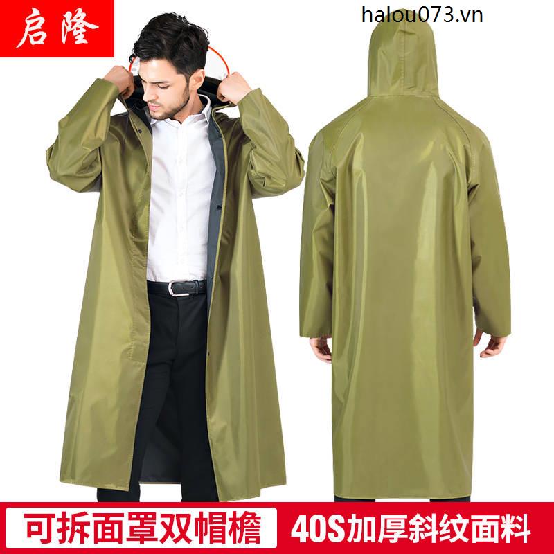 Áo Mưa Vải Bạt Dày Dặn Màu Vàng Quân Đội Dáng Dài Cho Nam Nữ