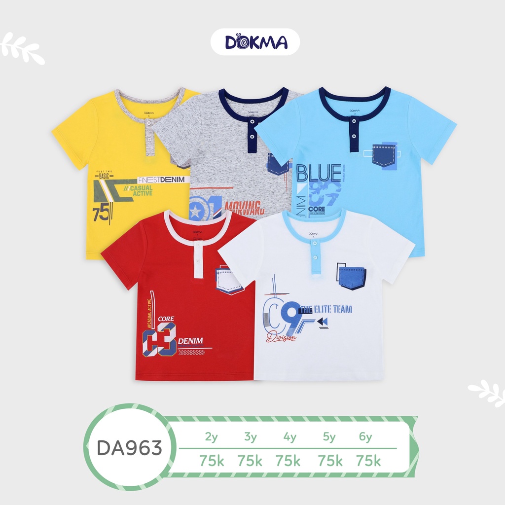 Áo cộc tay bé trai Dokma - Chất cotton hữu cơ mềm mại, thoáng mát