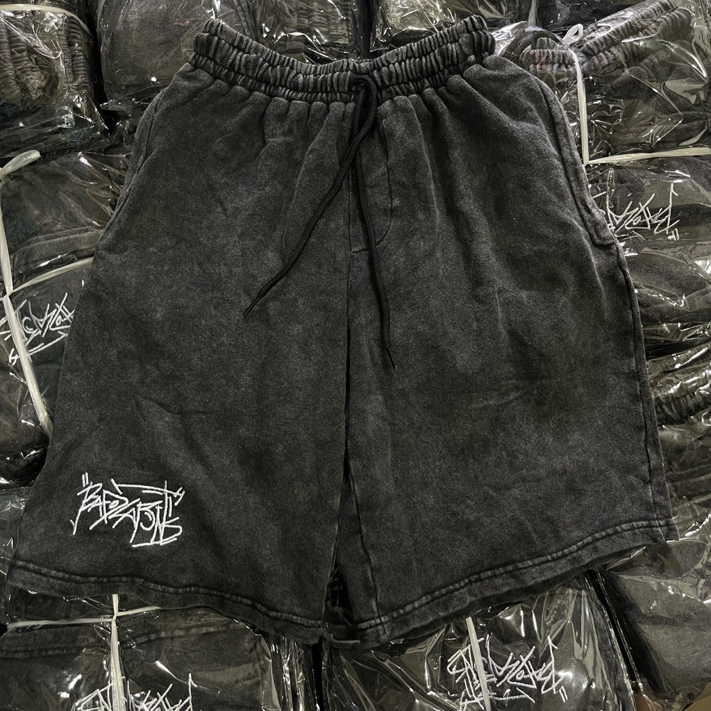 Quần Short WASH THÊU ADLV nam nữ-vải chân cua dày dặn-Unisex_2022