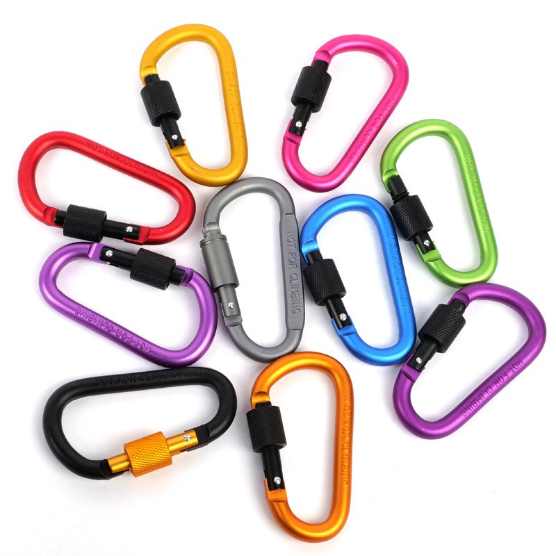 [CHỌN MÀU THEO SỞ THÍCH] Móc khóa Carabiner hình chữ D bằng hợp kim nhôm, móc khóa du lịch đa năng nhiều màu sắc.