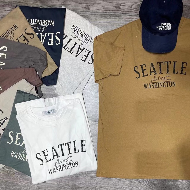 Áo thun 3158 chất cotton tay lỡ form rộng phông nam nữ in chữ hàng Quảng Châu ANDOSA AT24