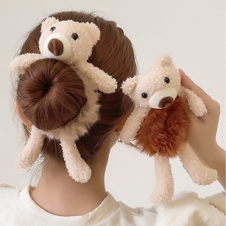 Dây cột tóc phối hình gấu bông dễ thương phong cách Hàn Quốc cho nữ