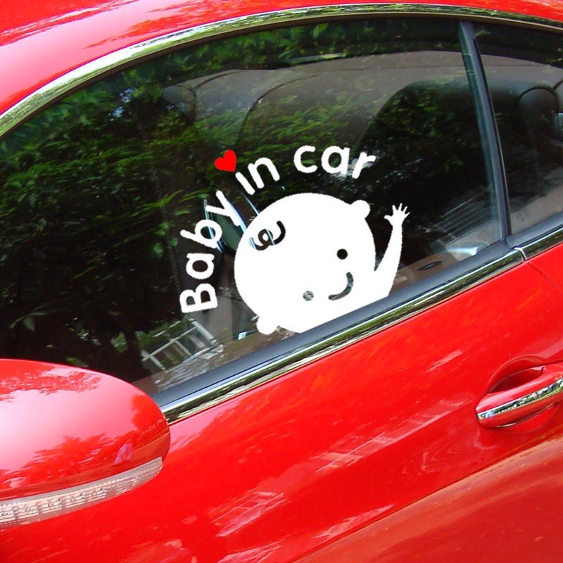 Tem dán trang trí ô tô xe hơi thông báo xe có trẻ nhỏ Baby In Car chất liệu Vinyl cao cấp