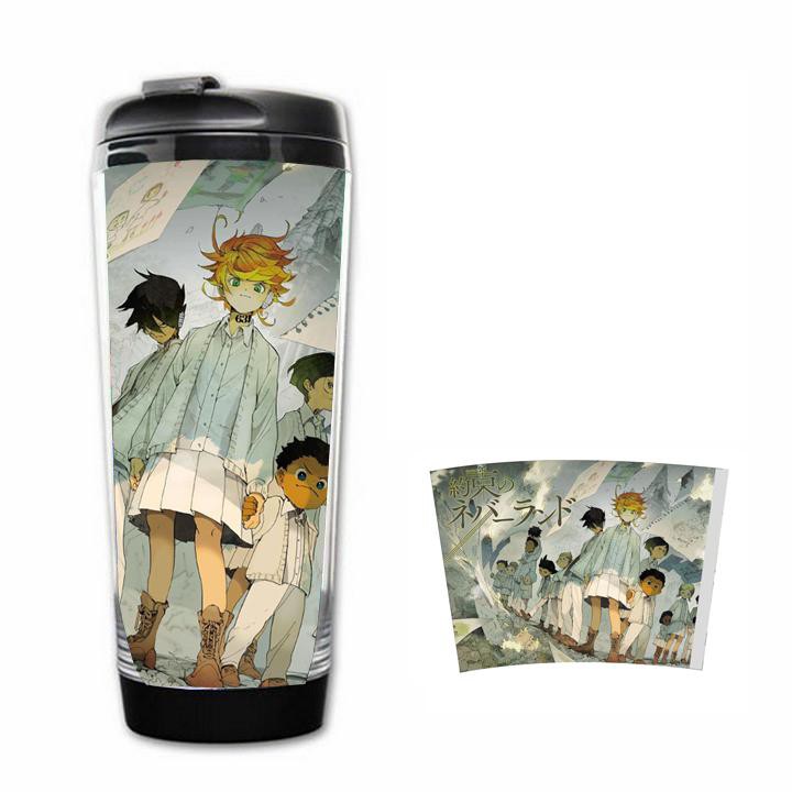 Bình nước THE PROMISED NEVERLAND MIỀN ĐẤT HỨA anime chibi in hình cốc đựng