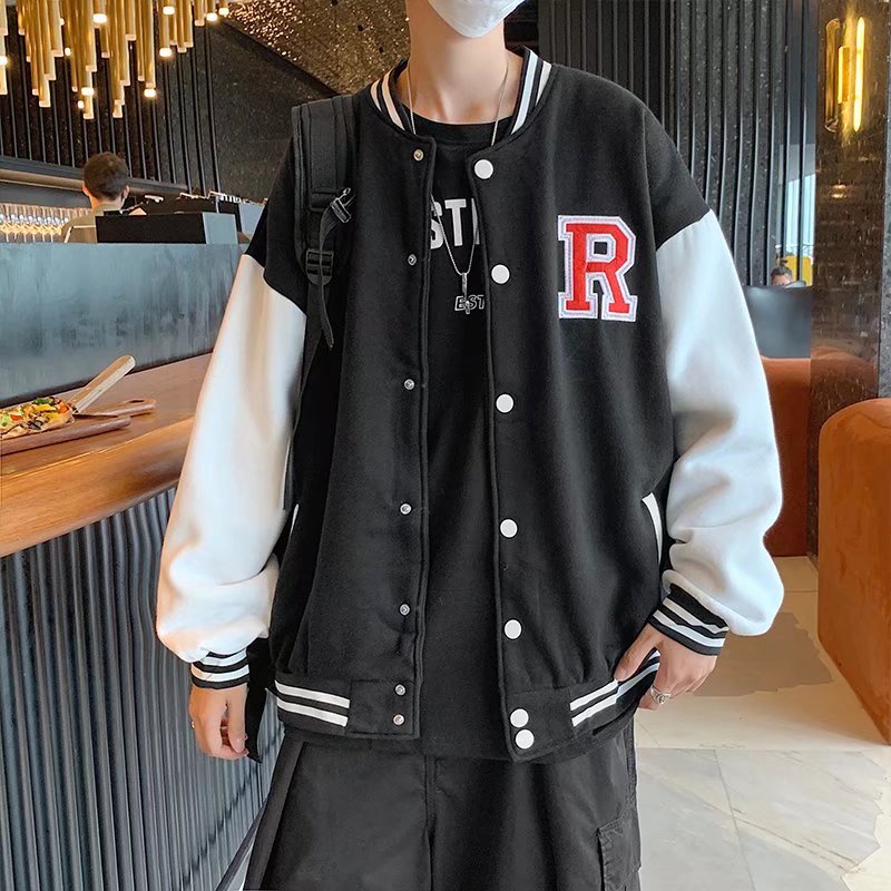 Áo khoác bóng chày nam thêu họa tiết chữ phong cách vintage cho thời trang simple unisex bigsize Áo khoác Bomber Hàn Quốc