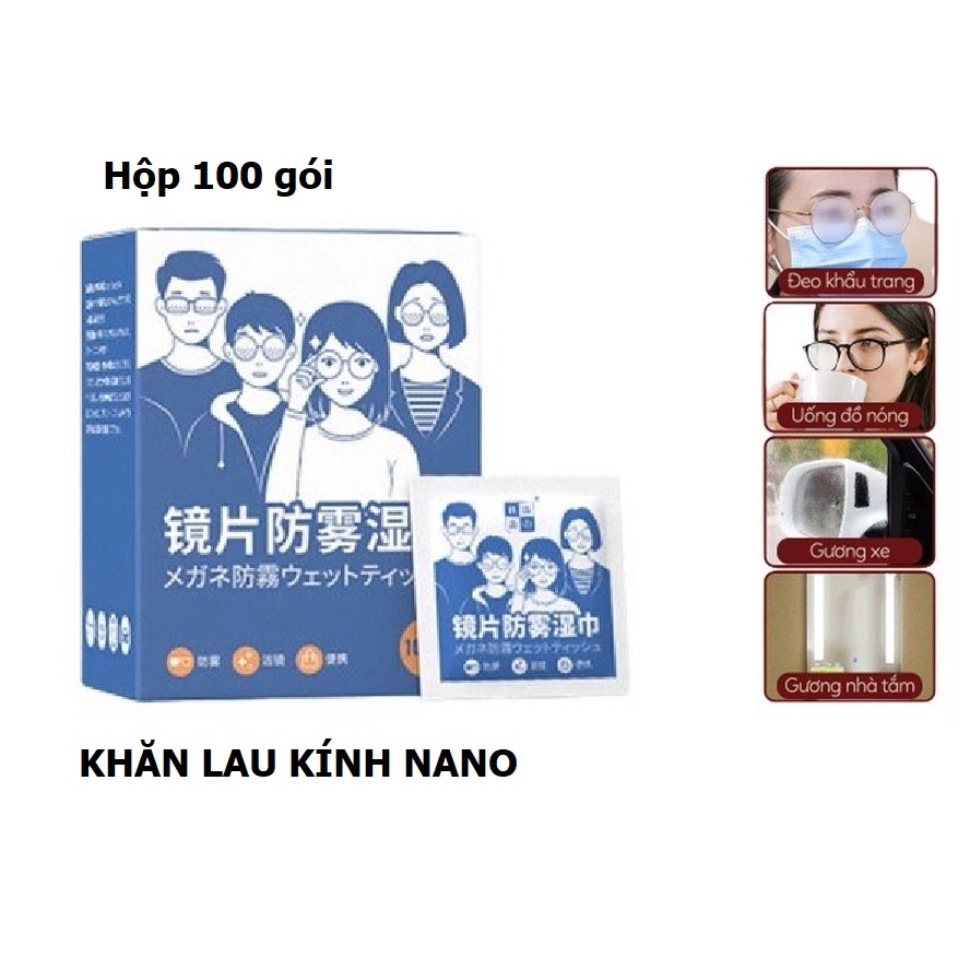 Hộp 100 Gói, Khăn Lau Kính Nano, Khăn Mềm Lau Kính, Gương, Chống Bám Bụi Bẩn, Vân Tay Trên Kính Mắt. Kingler 7227