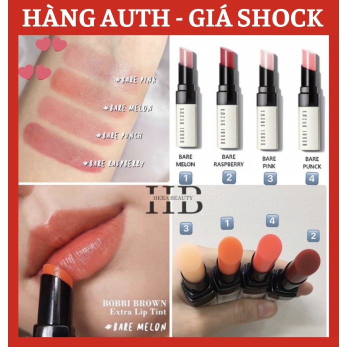 [TEM CHÍNH HÃNG] FullBox_Son Dưỡng Bobbi Brown 2.3g | extra lip tint: bare pink, bare melon, punch, rasberry