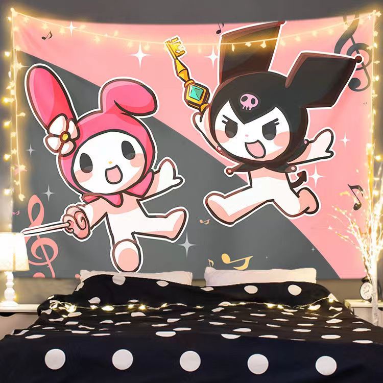 Thảm Vải Treo Tường Trang Trí Hình Kuromi Cinnamon Dog Dễ Thương