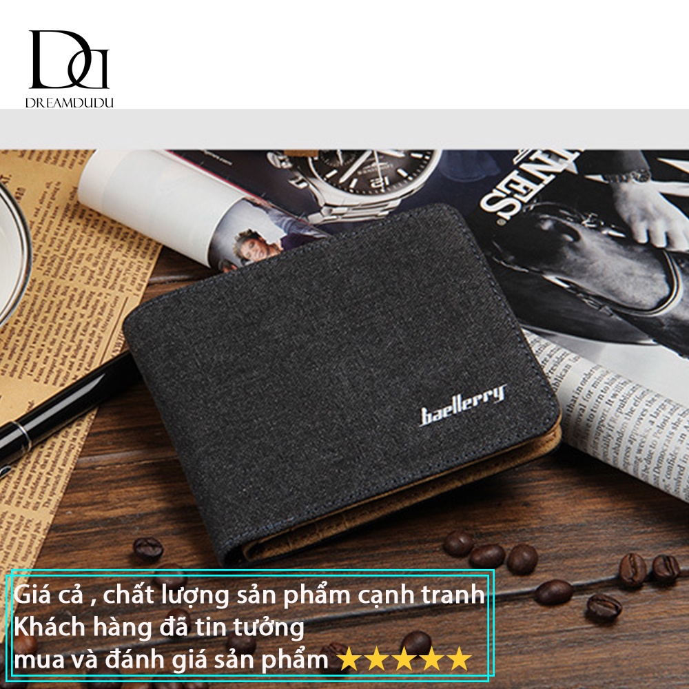 Ví vải canvas BAELLRY Hàn Quốc phong cách tối giản,Bóp nam Qùa tặng cá nhân