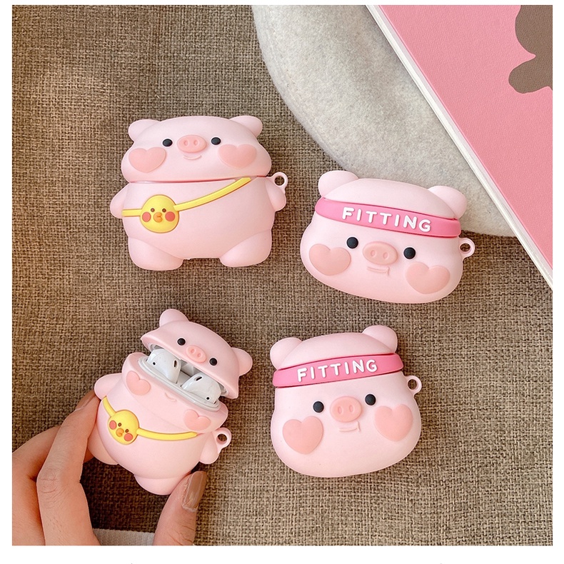 Vỏ Bảo Vệ Hộp Sạc Tai Nghe compatible AirPods 3 Pro Apple compatible AirPods Pro compatible AirPods3 Bằng Silicon Cứng Hình Chú Heo Năm 2021