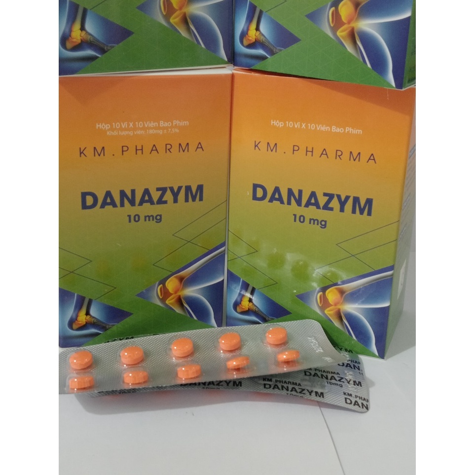 Viên uống DANAZYM 10 MG HỘP 100 VIÊN Hỗ trợ giảm sưng phù nề do viêm họng, chấn thương phần mềm