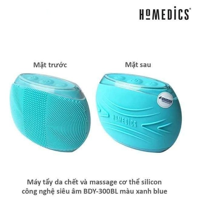 Máy rửa mặt massage mặt toàn tẩy da chết toàn thân  Silicone kháng khuẩn công nghệ siêu âm HoMedics BDY-300BL