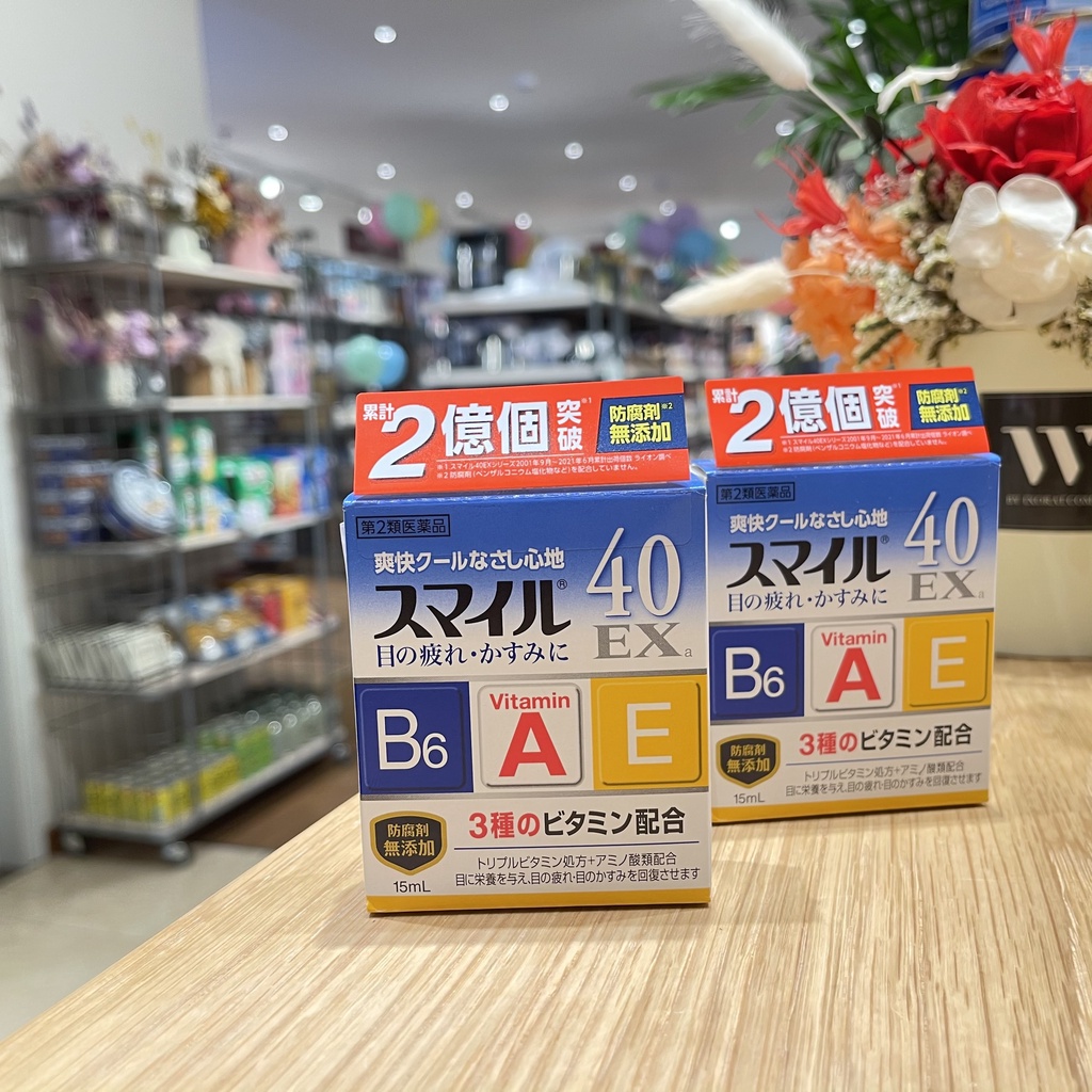 Nước Nhỏ Mắt SMILE 40 Ex Lọ xanh dương [ Made in Japan ] Bổ Sung Vitamin A, E, B6