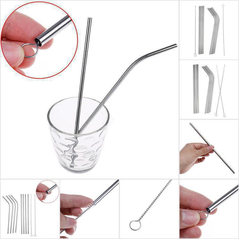 Bộ 4 Ống Hút Bằng Thép Không Gỉ Kèm 1 Cọ Vệ Sinh