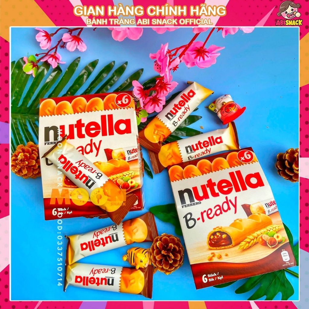 Bánh quy nhân socola hạt phỉ Nutella B-Ready hộp 132gr (6 bánh) nhập khẩu chính hãng Đức