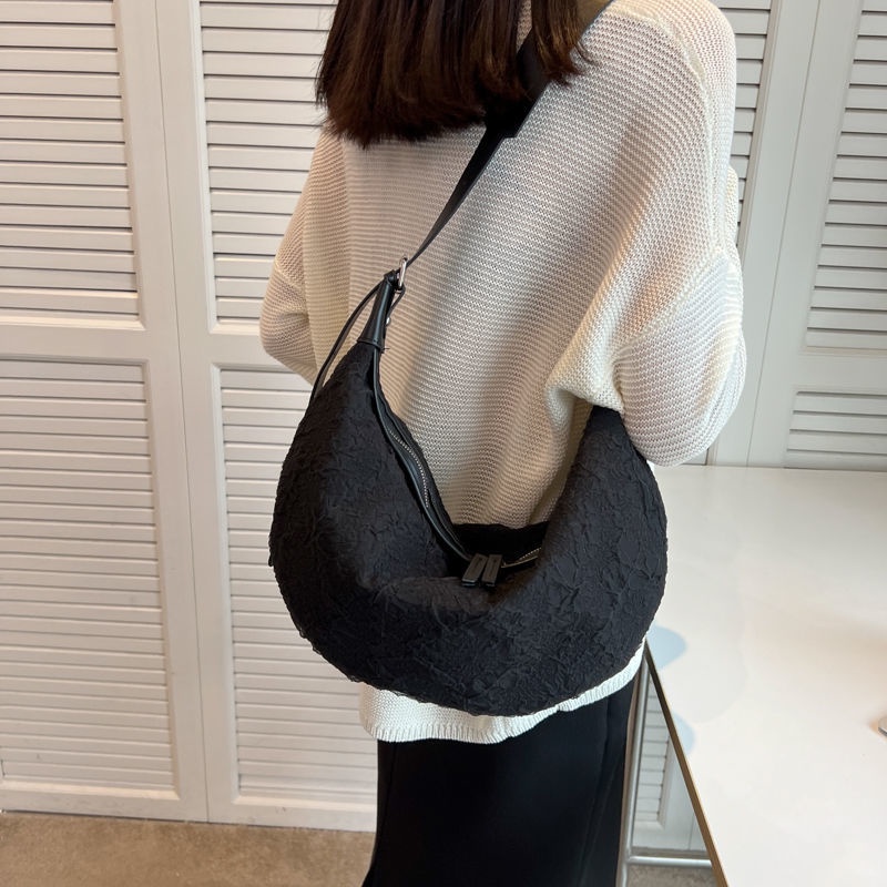 Túi Đeo Vai Vải Canvas Cỡ Lớn Phối Ren 3 Kiểu Tùy Chọn Thời Trang Cho Nữ