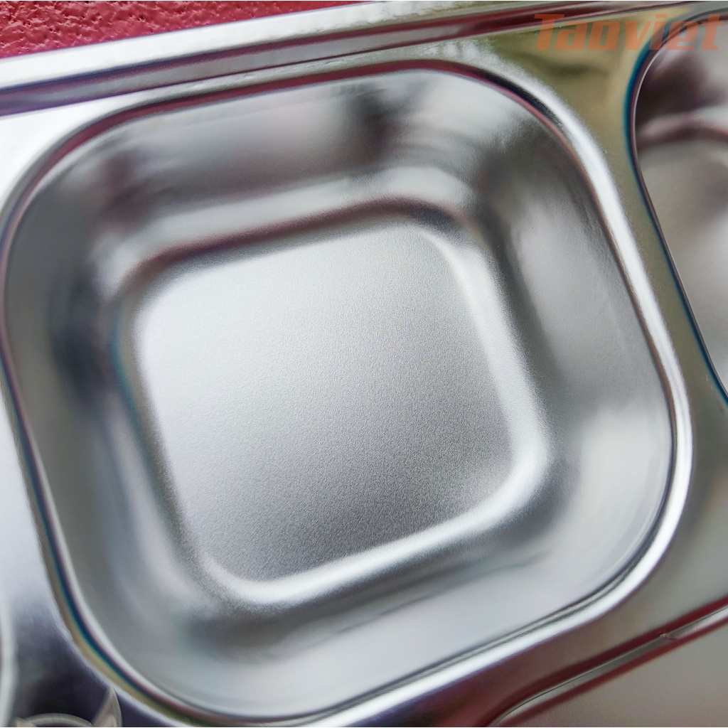 Khay Cơm Phần Inox 201 5 NGĂN 4 NGĂN Cao Cấp Khay cơm học sinh công nhân viên cỡ 28*22