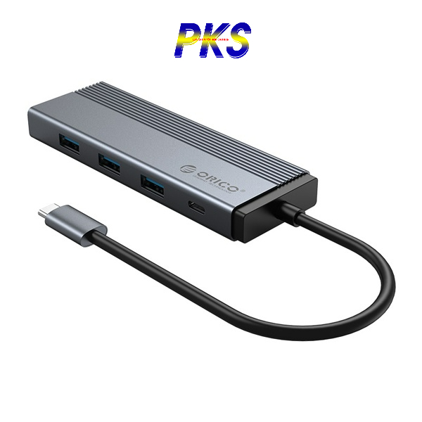 Đế cắm đa năng 5 trong 1 cổng Type C ra 1 cổng mạng LAN RJ45, 3 USB 3.0, 1 PD Type-C Orico 5SXRJ-GY - Hàng chính hãng