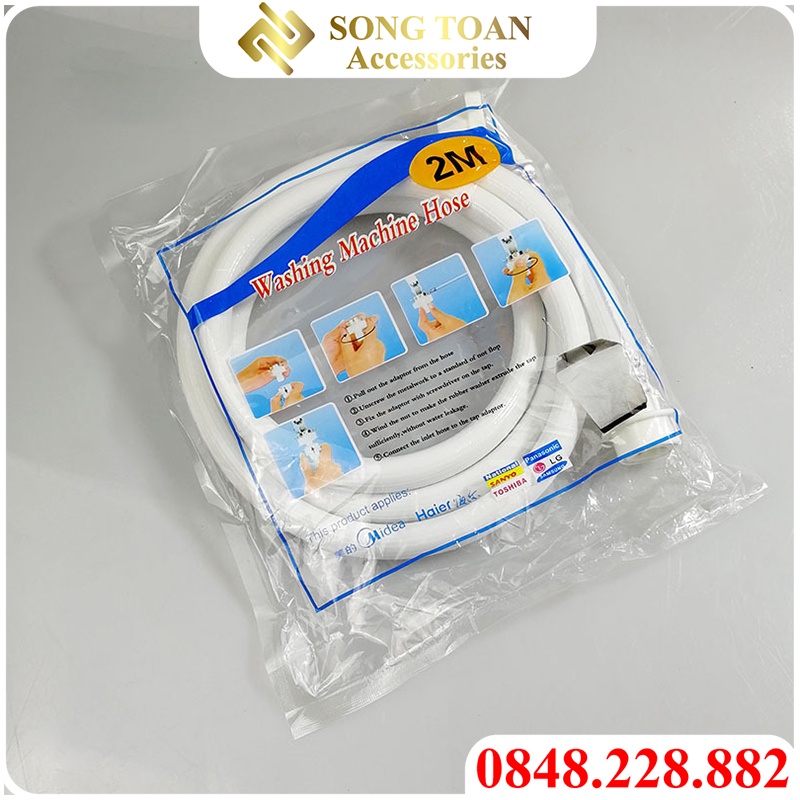 Dây cấp nước cho máy giặt chiều dài 150cm - Kết nối nguồn nước theo dạng Ren trong 1/2  & Vít ốc