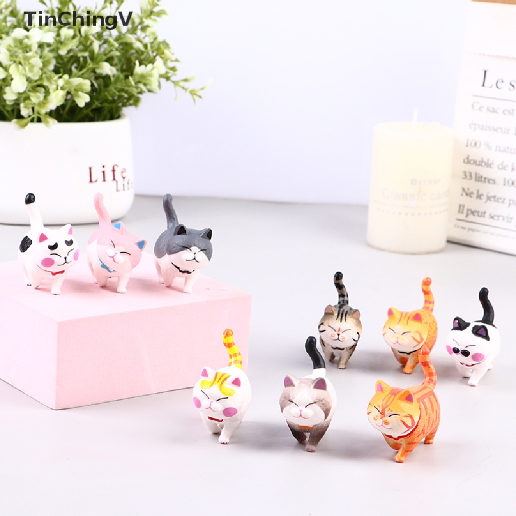 Set 9 Mô Hình Chú Mèo Nhân Tạo 5cm Dễ Thương Trang Trí Nhà Cửa