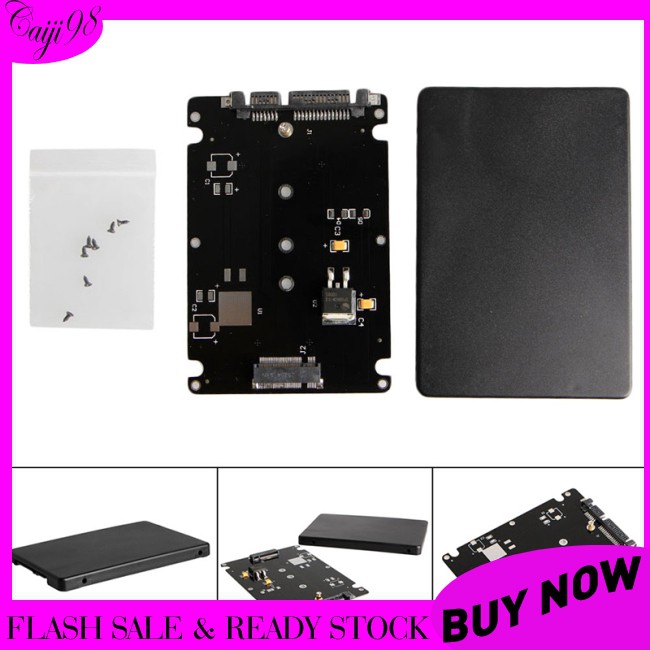 ☂๑Black Case B + M Female 2 M.2 NGFF  SSD to 2.5 SATA Adapter for 2230/2242/2260 / 2280mm m2