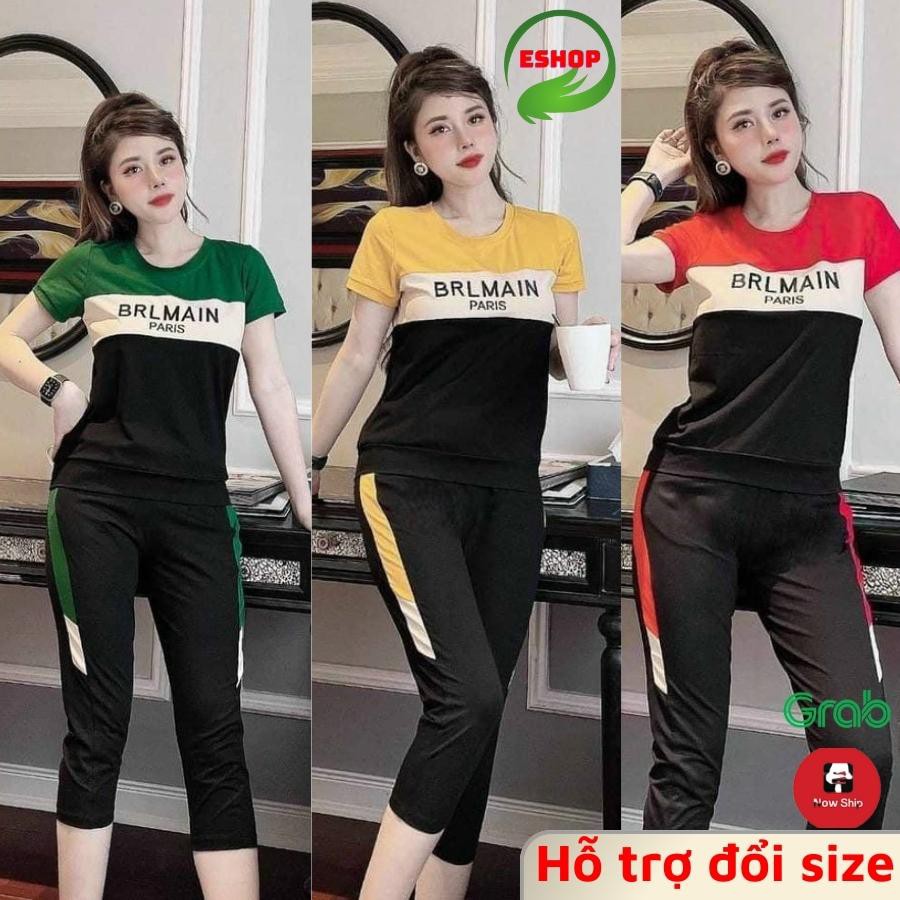 Đồ Bộ Nữ Quần Lửng Ngố Eshop Bộ Đồ Mặc Nhà Bigsize Thun Cotton Trung Niên Thể Thao Đẹp Dễ Thương Mùa Hè Co Giãn Ad15