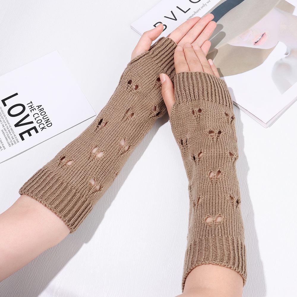 OKDEALS Găng Tay Len Dài Hở Ngón Cho Nữ