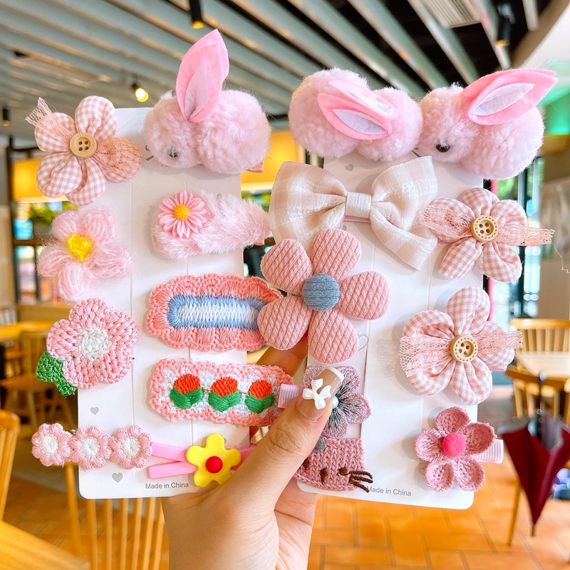 Kẹp Tóc Nơ Bằng Lông Nhung Họa Tiết Chấm Bi / Trái Tim Phong Cách Thu Đông Mới Dành Cho Bé