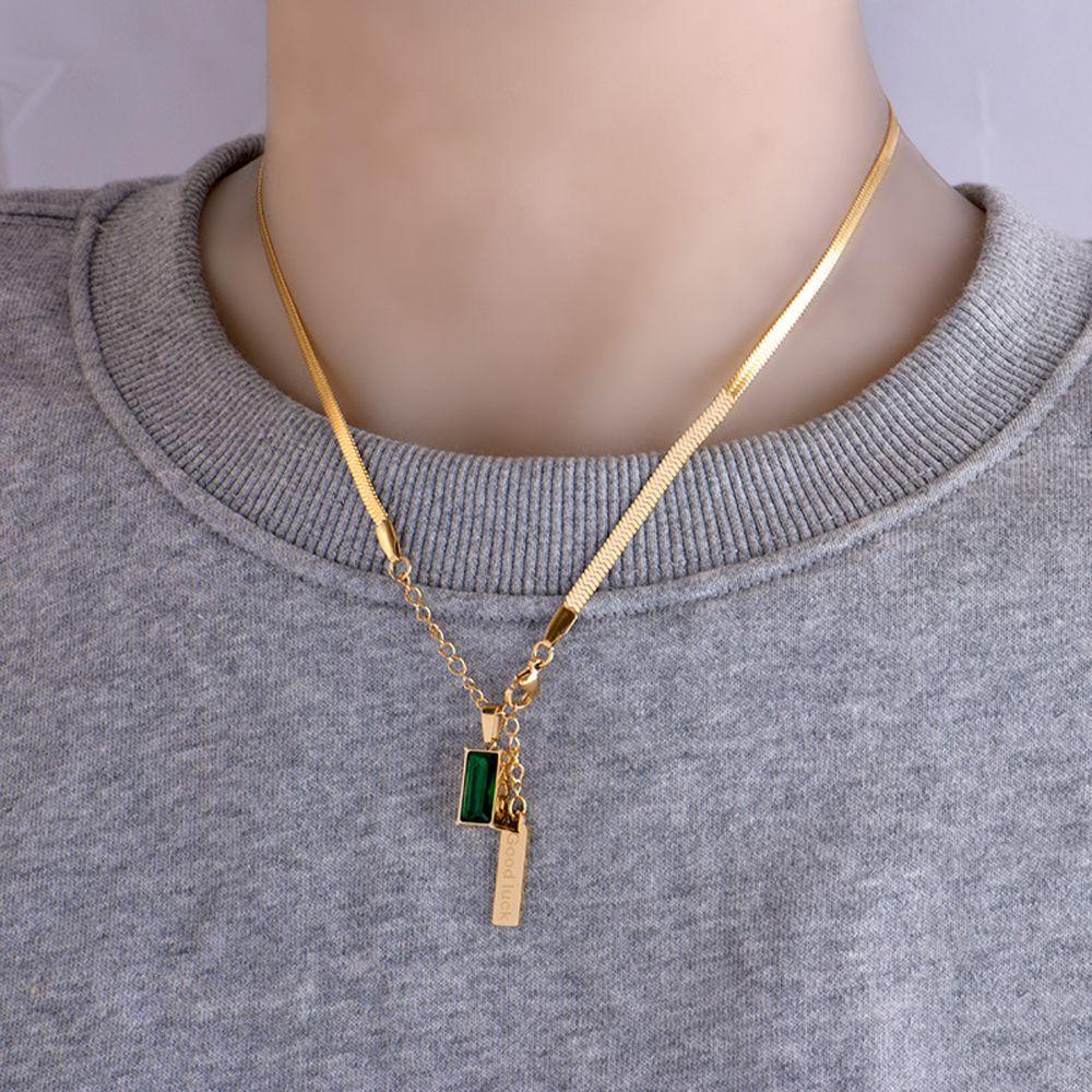 Vòng cổ Thép Titan Mặt Khối Lập Phương VANES1 Độc Đáo Phong Cách Hip Hop Hàn Quốc