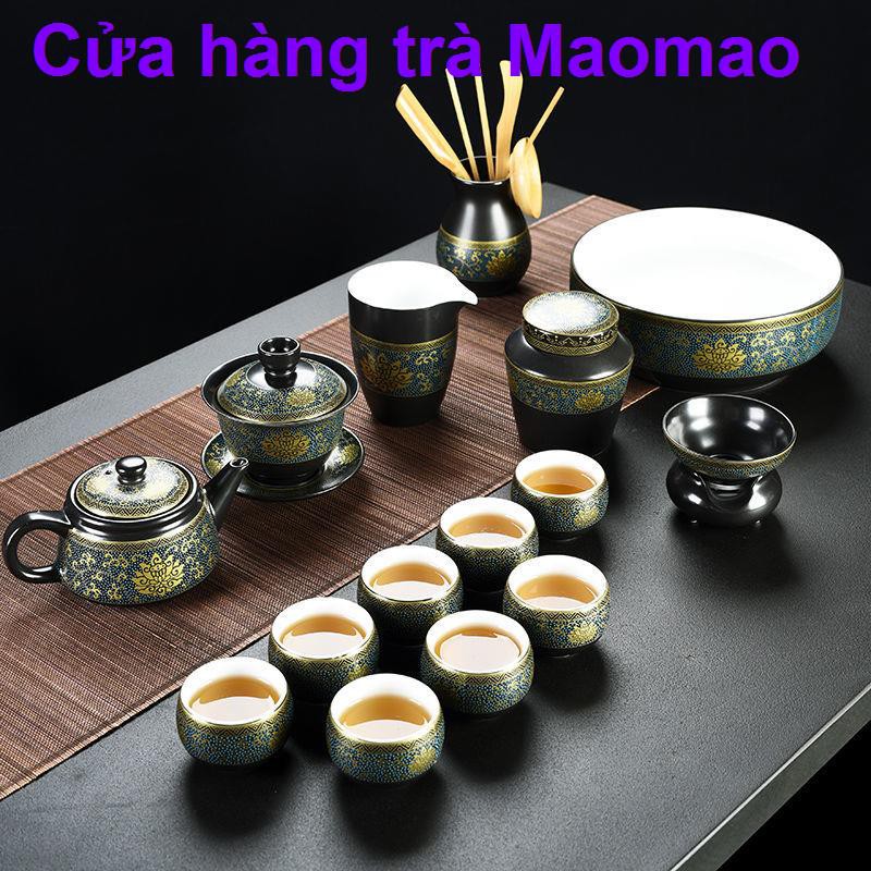Bộ ấm trà Kung Fu gia dụng trọn gốm sứ Trung Quốc cao cấp chén hộp quà tặng tạo tác cụ pha <