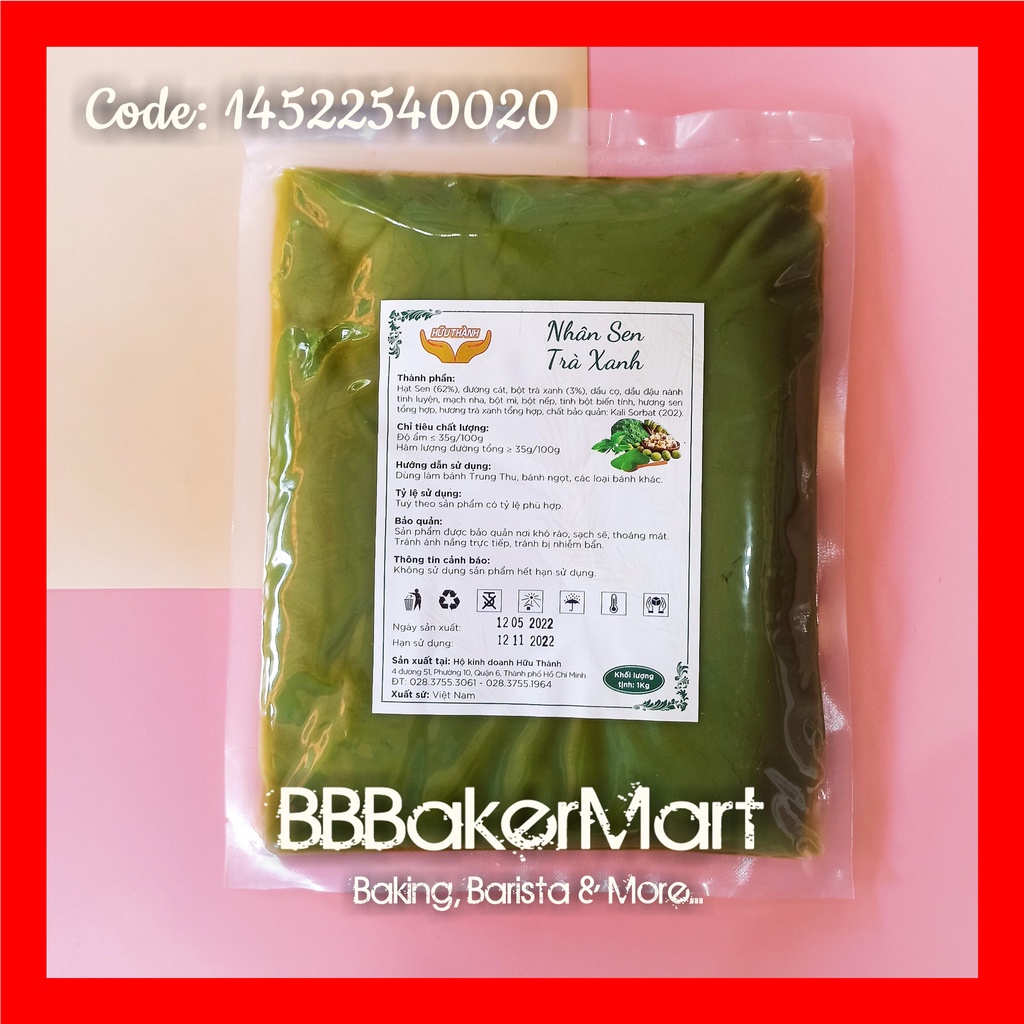 Nhân trung thu Sen TRÀ XANH ít ngọt HỮU THÀNH - 1KG