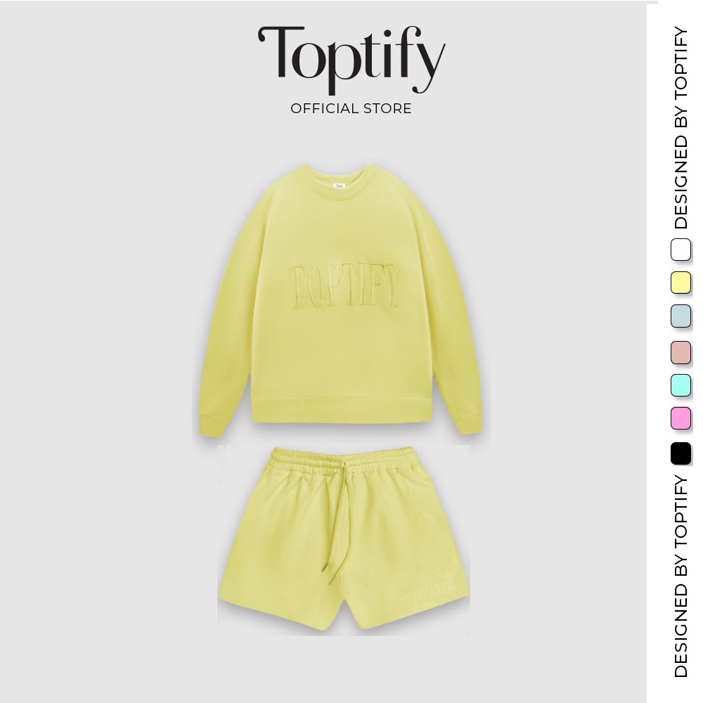Bộ quần áo nỉ thêu oversize TOPTIFY sweater và short Burning Love Set ST05