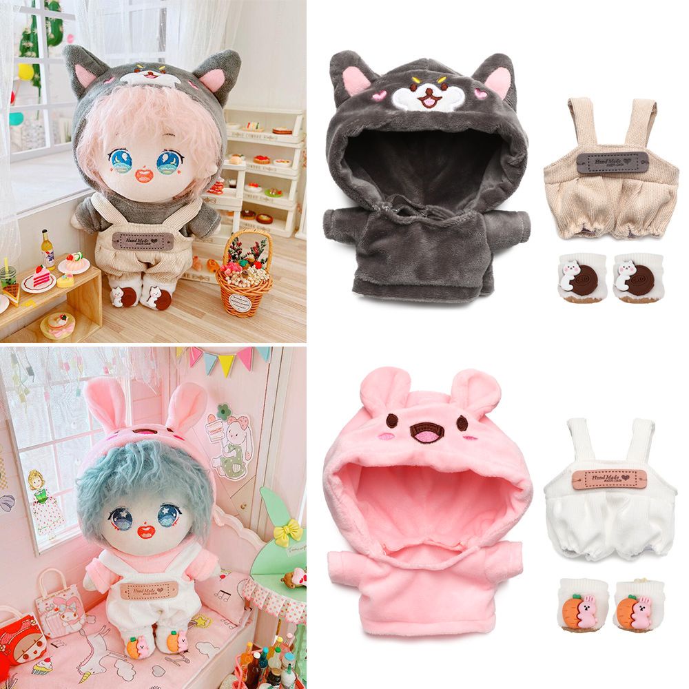 Áo hoodie/quần yếm/ giày mini hình động vật xinh xắn làm phụ kiện cho búp bê nhồi bông 20cm/14inch