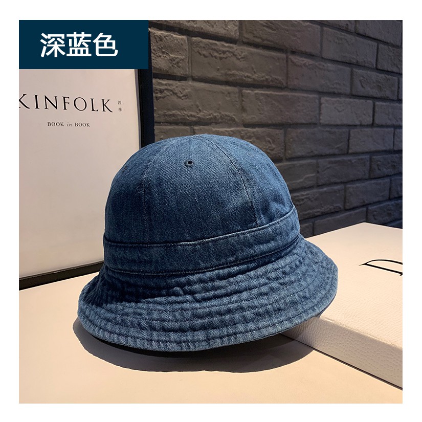 Mũ tai bèo che nắng bằng denim màu trơn phong cách cổ điển thời trang xuân thu cho nam và nữ