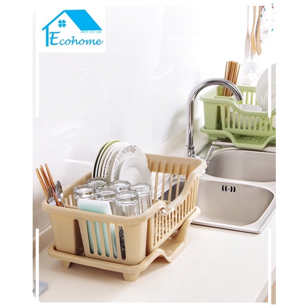 Ecohome Giá úp bát kèm khay hứng nước