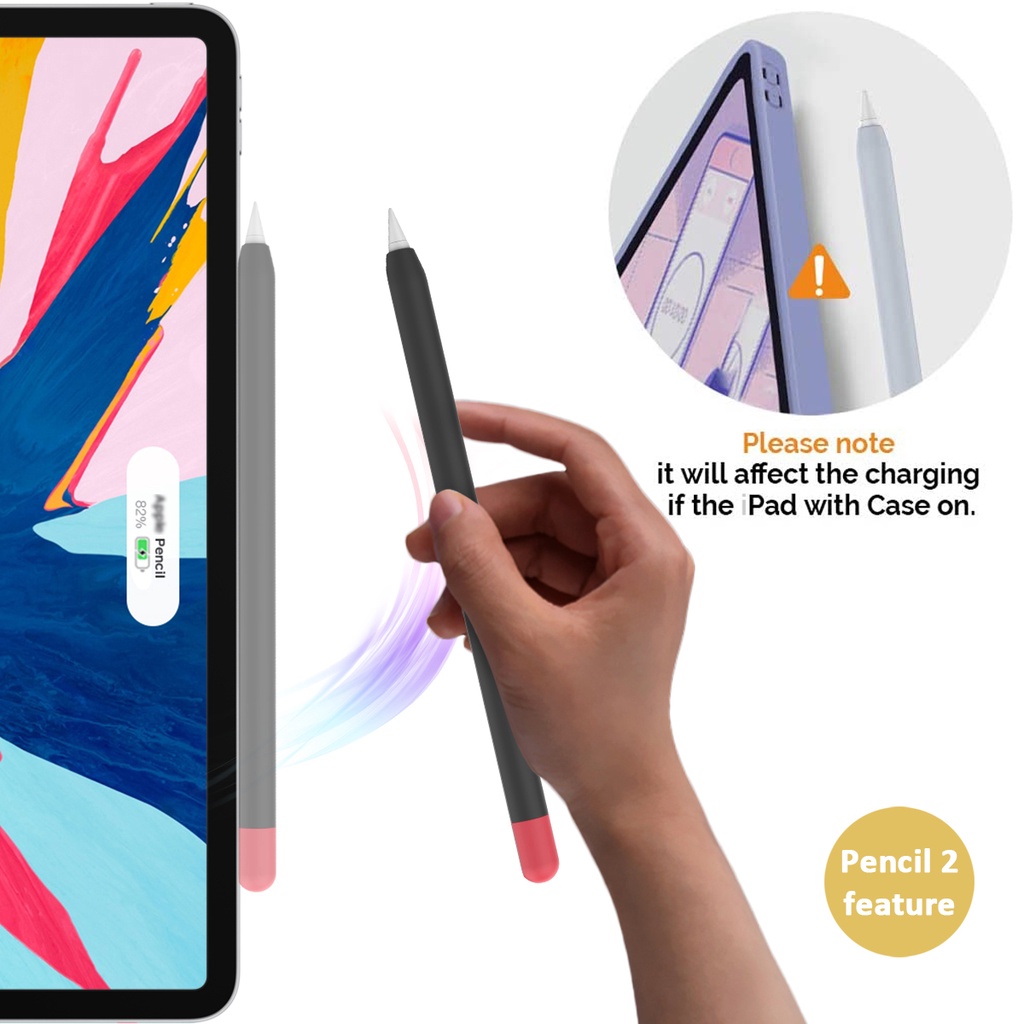 Duotone slim silicone pencil sleeve case ergonomic grip tương thích với apple pencil thế hệ thứ 2