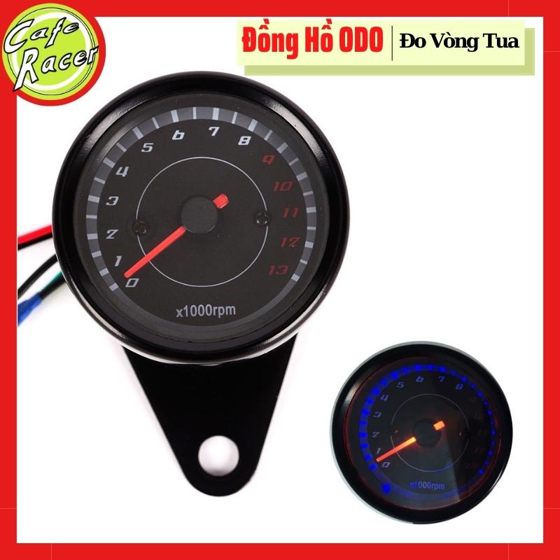Đồng hồ classic đo tua máy vỏ sắt sơn đen tĩnh điện có đèn nền khi tối hàng tốt giá rẻ độ xe CAFE RACER