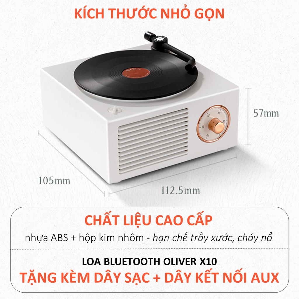 Loa Bluetooth Mini OLIVER X10 Loa Bluetooth Đĩa Than Xoay Vintage Cổ Điển Đồ Decor Phòng Khách Trang Trí Bàn Làm Việc