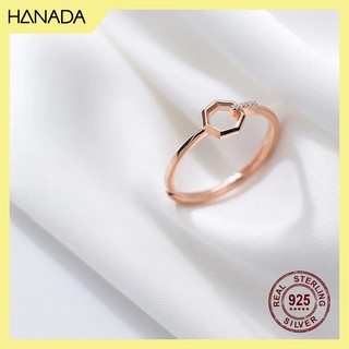 Nhẫn Bạc 925 Hanada Lục Giác Đá 0560
