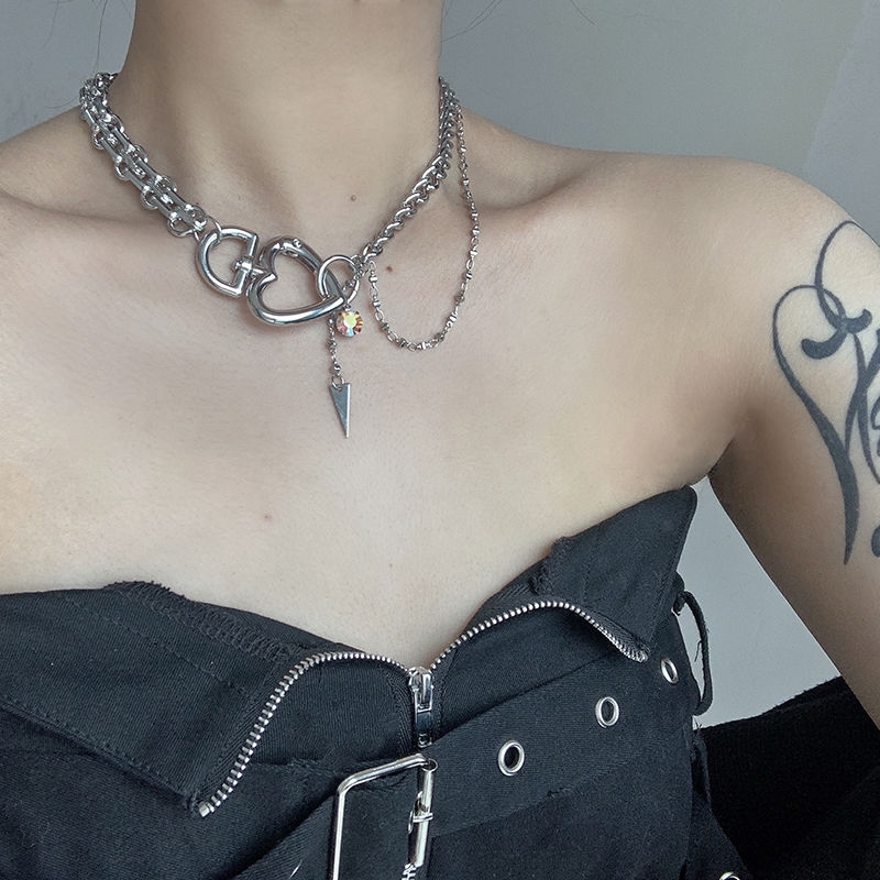 [Giao Hàng Miễn Phí] Vòng Cổ choker Mặt Hình Trái Tim Đào Phối Khóa Phong Cách ins 22219 ins