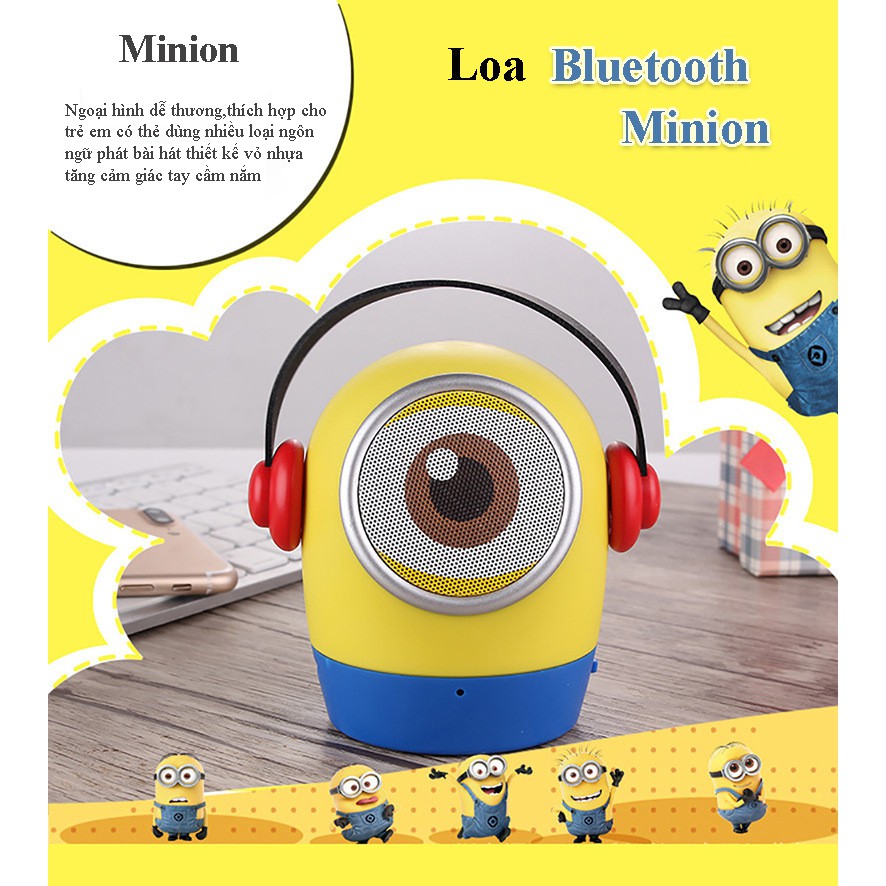 Loa bluetooth minion loa bluetooth mini hoạt hình thiếu nhi hỗ trợ thẻ nhớ AUX,âm thanh bass rung trung thực