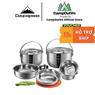 Bộ nồi cao cấp 6 món Campingmoon MC-210 phù hợp cắm trại dã ngoại Campoutvn A411