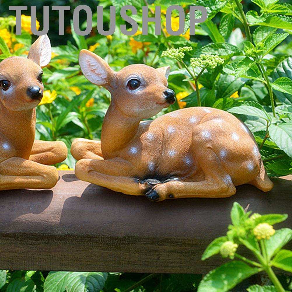 Set 2 tượng nai không thấm nước trang trí sân vườn