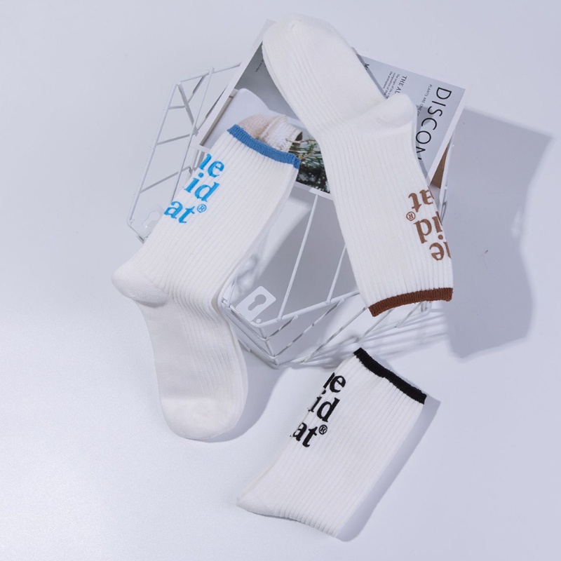 Youyo Vớ Cotton Có Gân In Chữ Vui Nhộn Màu Sắc Tương Phản Phong Cách Harajuku Hàn Quốc Cho Nữ