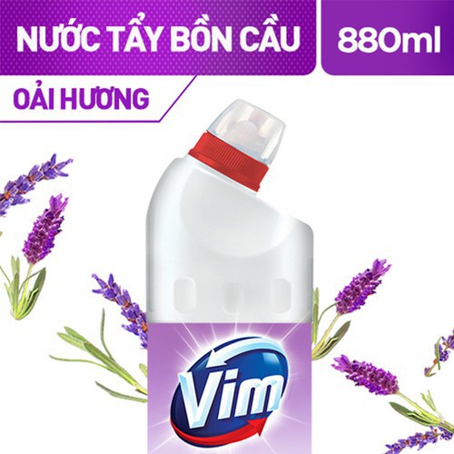 tẩy bồn cầu vim trắng sáng đánh bay vết bẩn và mảng bám diệt 99,9% vi khuẩn chai 900ml