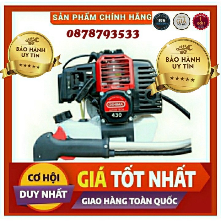 Máy cắt cỏ Oshima 430 bạc - ĐẦY ĐỦ MÃ COS.đông cơ 2 thì,máy cắt cỏ chính hãng thái lan, tăng 1 lưỡi tròn